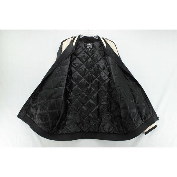 SHOGUN Bomber Jacket Men's 2XL Black Beige Embroidered Diamond quilted lining - Picture 4 of 6
